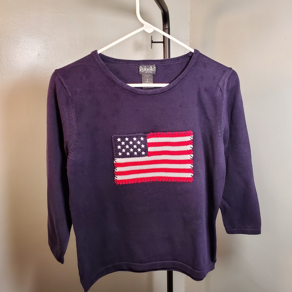 Rafaella Navy Blue American Flag Sweatshirt